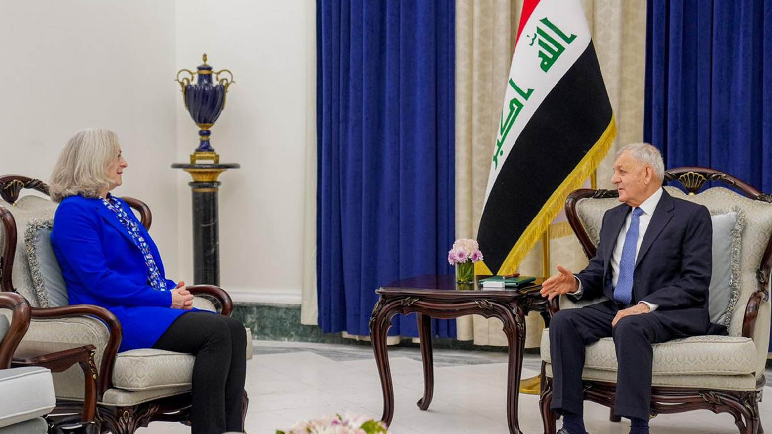 عبداللطیف رشید، رئیس جمهور عراق و آلینا رومانوفسکی، سفیر آمریکا در عراق