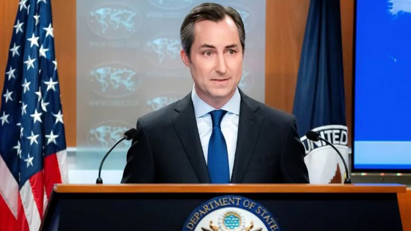 State Dept spokesperson Matthew Miller answers questions during a briefing in Washington, July 18, 2023. (Photo: AP)