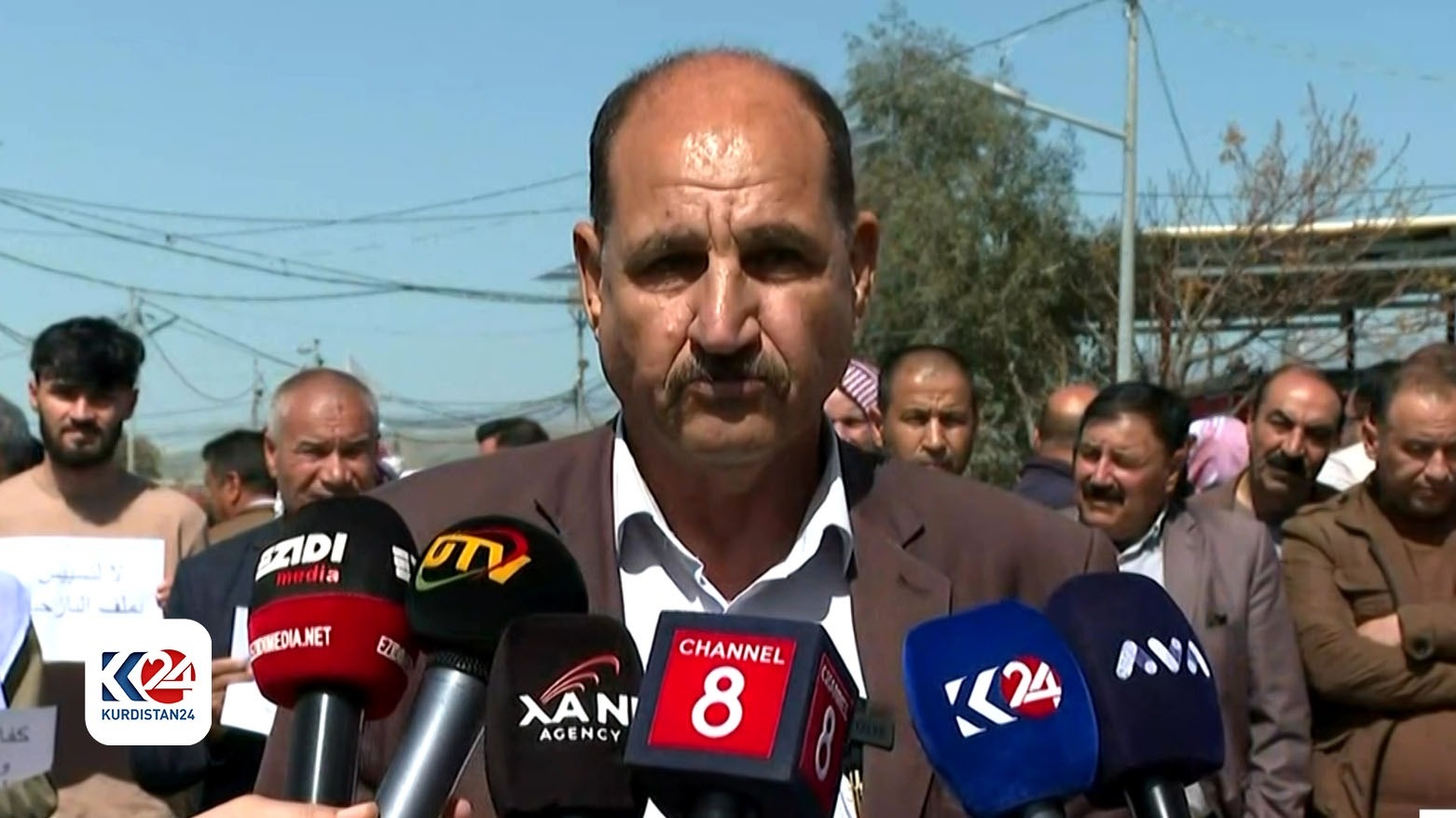 The representative of Yezidi IDPs of Sinjar speaking at the presser, March 28, 2024. (Photo: Kurdistan24)