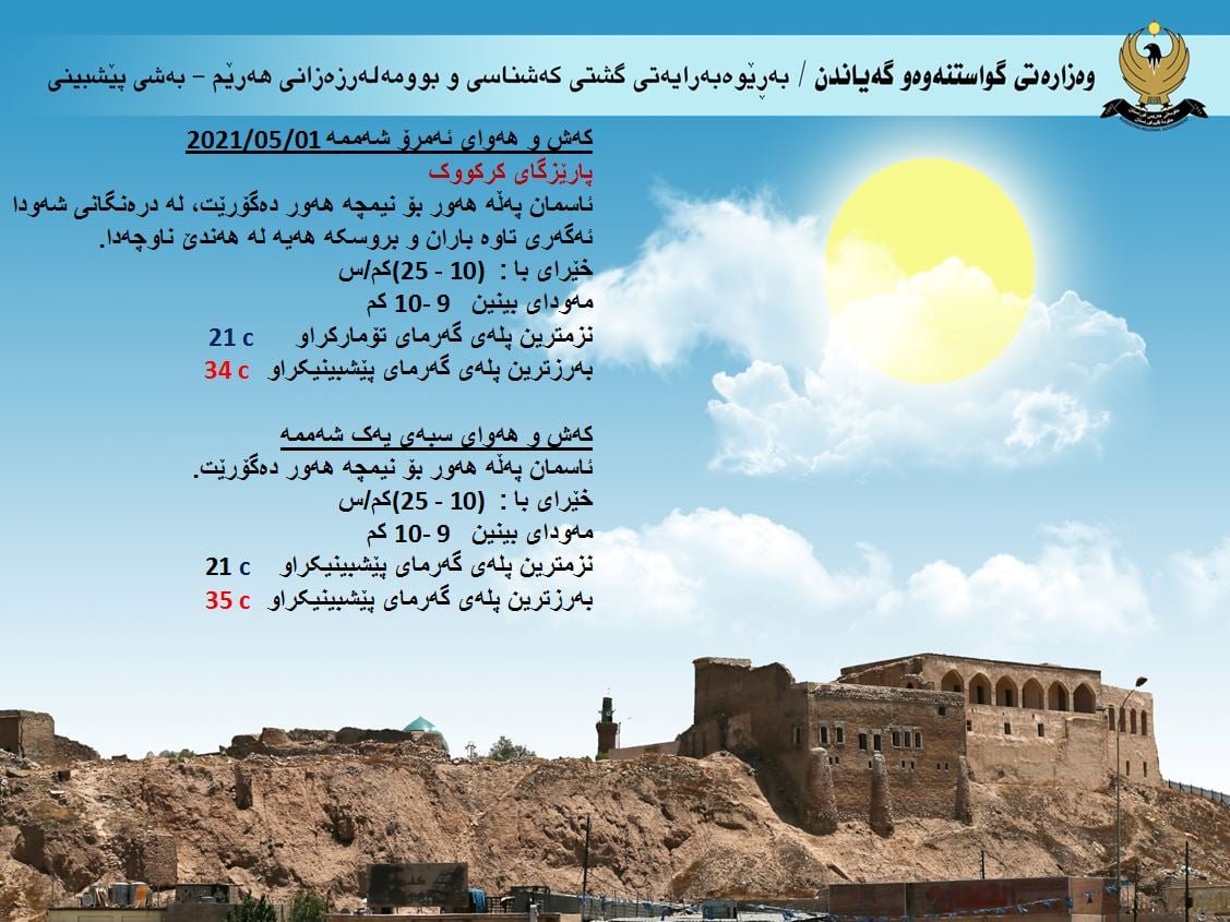 كەشوھەوای ئەمڕۆ و سبەی كەركووك