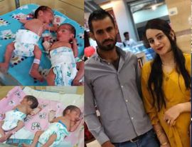 عەلی ئەنوەر تەمۆ و ھاوسەرەكەی فەلەك لەگەڵ ھەر چوار منداڵەكەیان