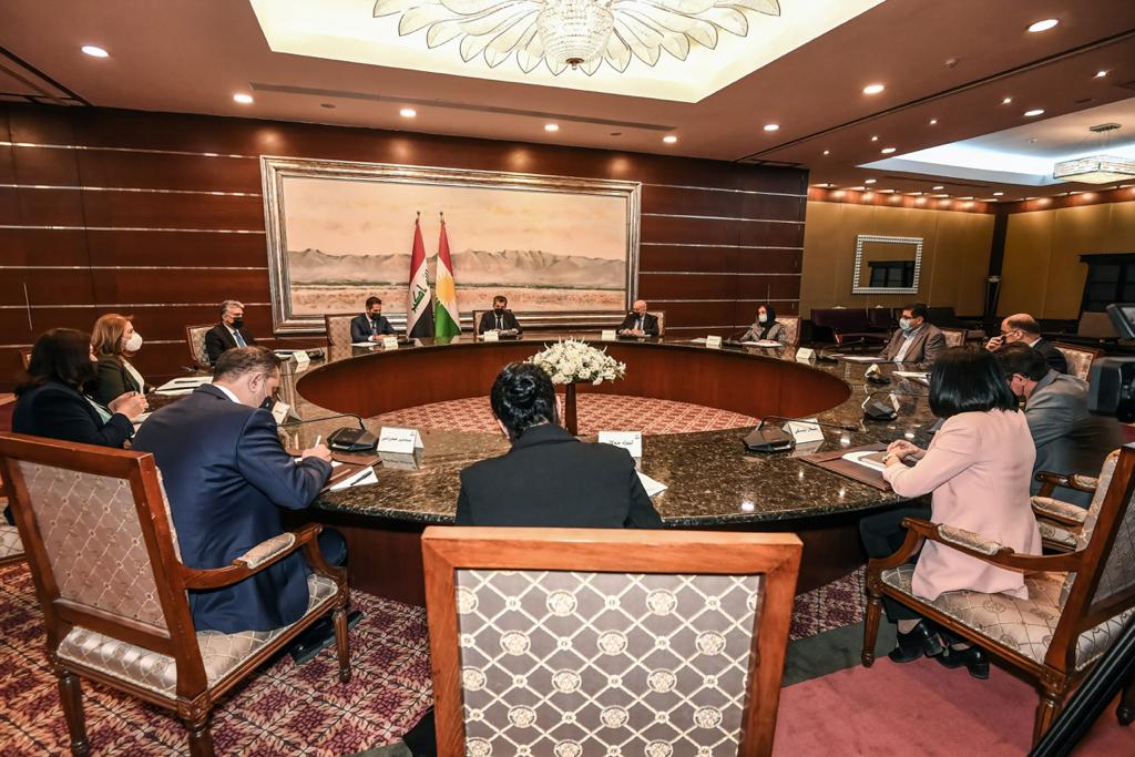 Kurdistan Region Prime Minister Masrour Barzani chairs a meeting on ways to combat violence against women, May 5, 2021. (Photo: KRG)