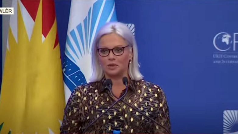The top UN envoy in Iraq, Jeanine Hennis-Plasschaert, spoke at a conference on political unity and the Kurdistan consitution on May 19, 2021. (Photo: Kurdistan 24)