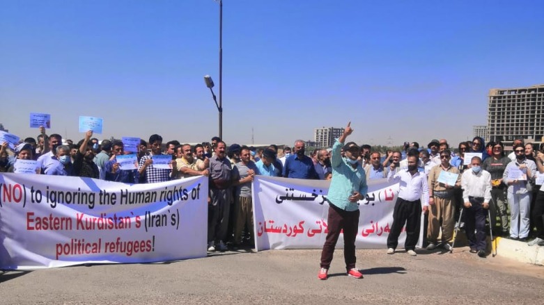 Protestors in front of the UN compound in the Kurdistan Region’s capital Erbil, May 20, 2021. (Photo: Nawras Abdulla/Kurdistan 24)