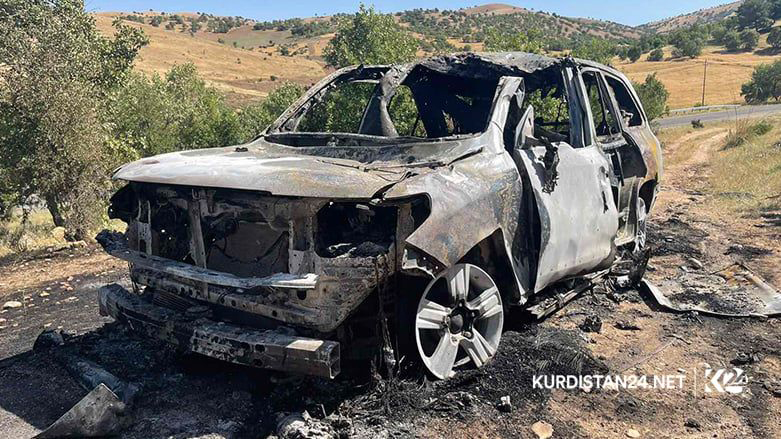 One of the vehicles allegedly operated by the PKK targeted by a Turkish airstrike on Thursday night, May 20, 2021. (Photo: Alan Bere/Kurdistan 24)