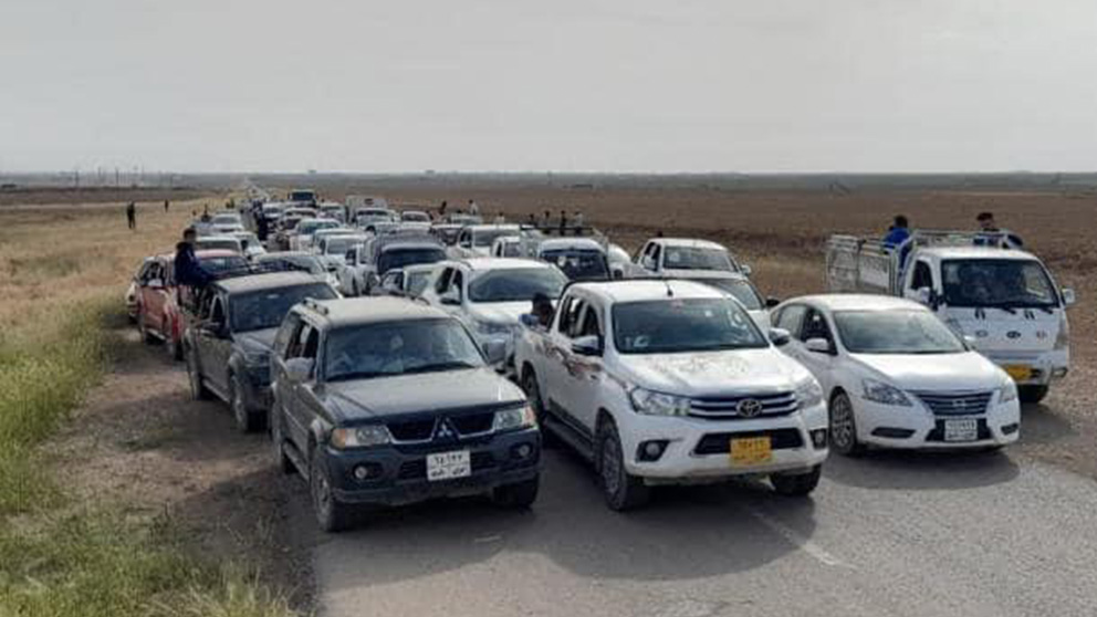 Hundreds of families were displaced from Sinjar by clashes between Iraqi Army and a PKK-affiliated militia on Monday, May 2, 2022 (Photo: Kurdistan 24)