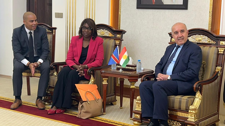 Kurdistan Region Minister of Electricity Kamal Mohammad (right) during his meeting with the Democratic Republic of Congo delegation in Erbil, May 10, 2022. (Photo: Renas A. Saeed/Kurdistan 24)