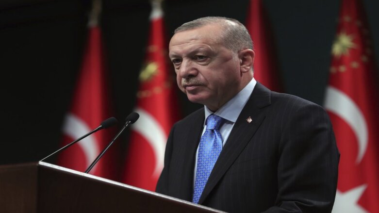 Turkey's President Recep Tayyip Erdogan speaks to reporters following a Cabinet meeting, in Ankara, Turkey, Jan. 11, 2021 (Photo: Turkish Presidency via AP, Pool)