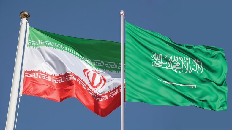 The flags of the Islamic Republic of Iran and the Kingdom of Saudi Arabia. (Photo: Combined photo by Kurdistan 24)