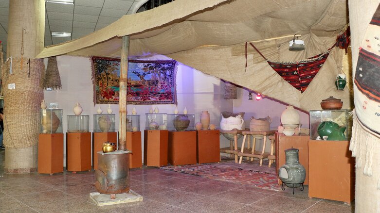 Traditional Kurdish fireplace and different types of potteries in the Duhok Cultural Museum, May 15, 2022 (Photo: Kurmanj Nhili)