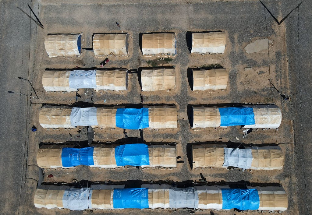 An aerial picture shows a view of the Jadaa rehabilitation camp for the displaced near the northern Iraqi city of Mosul, on May 11, 2022. (Photo: Zaid Al-Obeidi/AFP)