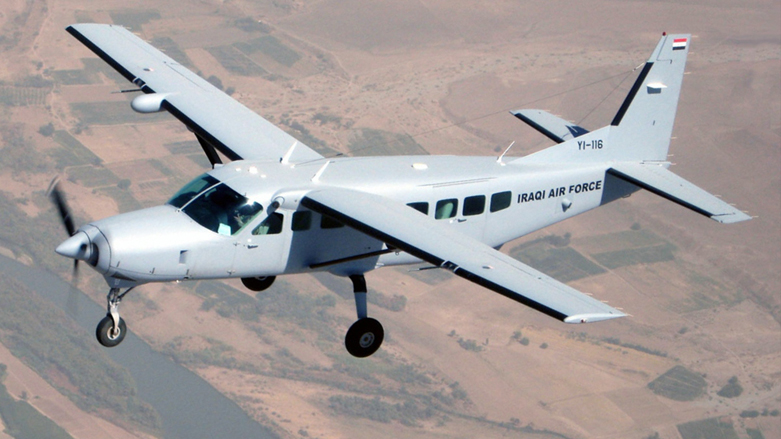 An Iraqi Air Force Cessna 208 Caravan is flying over Kirkuk province during a training session. (Photo: Lt. Col. Scott Voskovitch/U.S. Air Force photo)