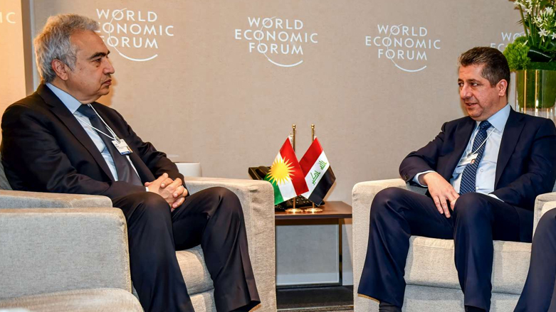 رئيس حكومة إقليم كوردستان مسرور بارزاني خلال لقائه المدير التنفيذي للوكالة الدولية للطاقة فاتح بيرول
