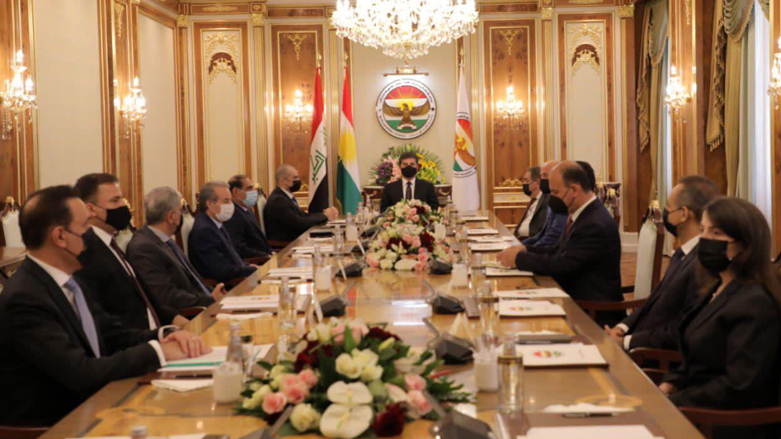 KDP and PUK delegations during a meeting chaired by President Nechirvan Barzani, Nov. 9, 2020. (Photo: Kurdistan Region Presidency/Twitter)