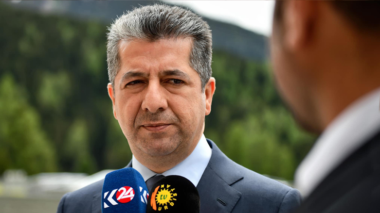 Kurdistan Region Prime Minister Masrour Barzani speaks to two Kurdish media channels in Davos, Switzerland, May 25, 2022. (Photo: KRG)