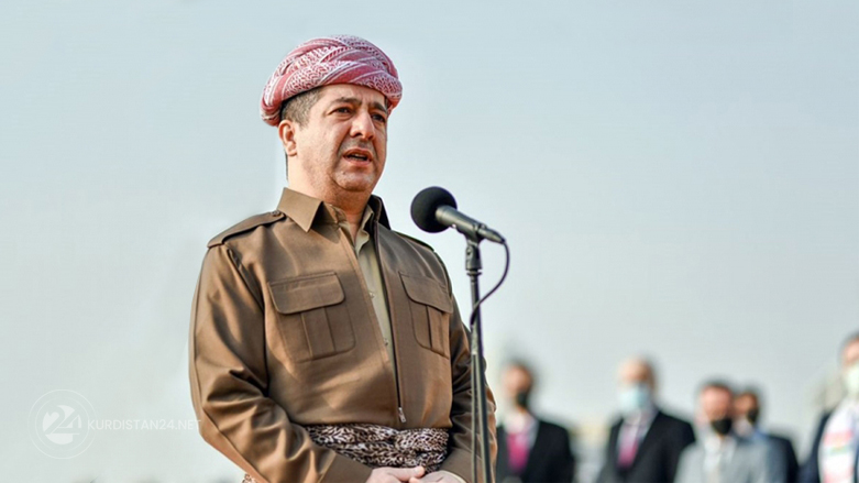 Kurdistan Region Prime Minister Masrour Barzani delivers a speech. (Photo: KRG)