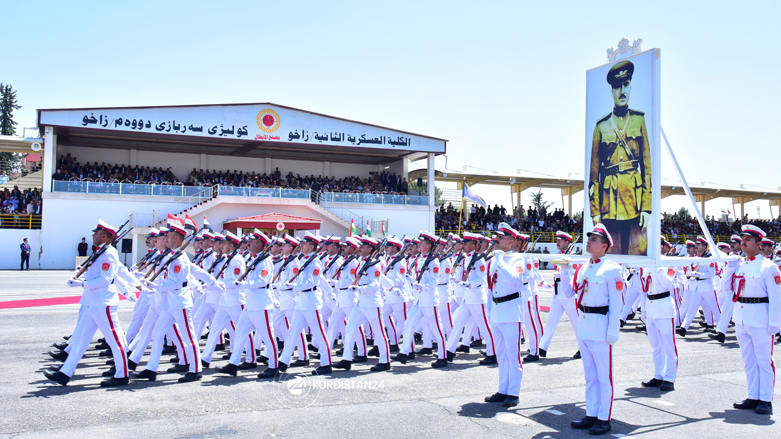 Cadet officers march during a parade at the 2nd Military College in Zakho, Kurdistan Region, May 26, 2022. (Photo: Jamal Yad/Kurdistan 24)