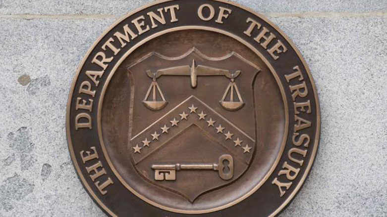 The emblem of the US Department of the Treasury. (Photo: AFP)