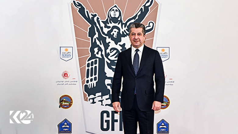 Prime Minister Masrour Barzani at the International Scientific Conference on the Genocide of the Kurdistan Nations (the genocide of Faily Kurds), in Erbil, May 2, 2023. (Photo: Kurdistan 24)