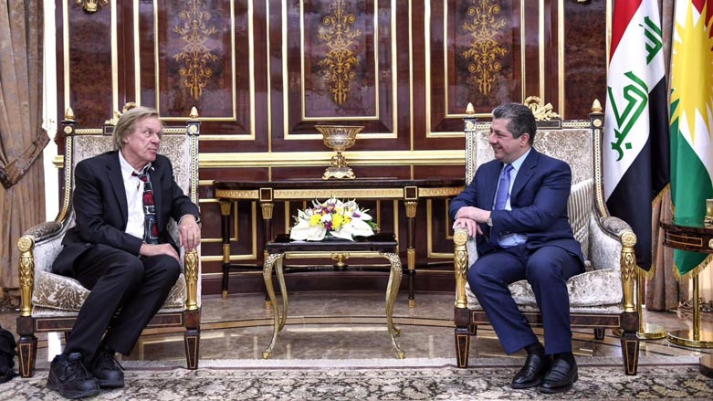 Prime Minister Masrour Barzani (right) during his meeting with Gabriel Maironi, an international lawyer representing victims of the Kurdish genocide, May 6, 2023. (Photo: KRG)