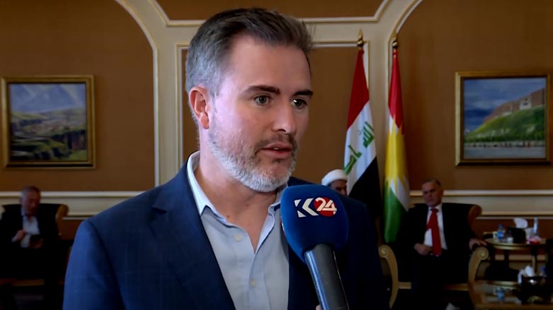 Gregory Galligan, the Ambassador of Canada to Iraq, speaking to Kurdistan 24, May 11, 2023. (Photo: Kurdistan 24)
