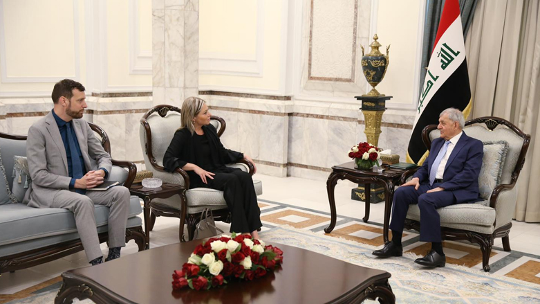 الرئيس العراقي عبد اللطيف رشيد والممثلة الأممية في العراق جينين بلاسخارت