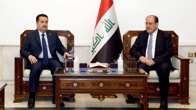 رئيس ائتلاف دولة القانون نوري المالكي ورئيس مجلس الوزراء العراقي محمد شياع السوداني