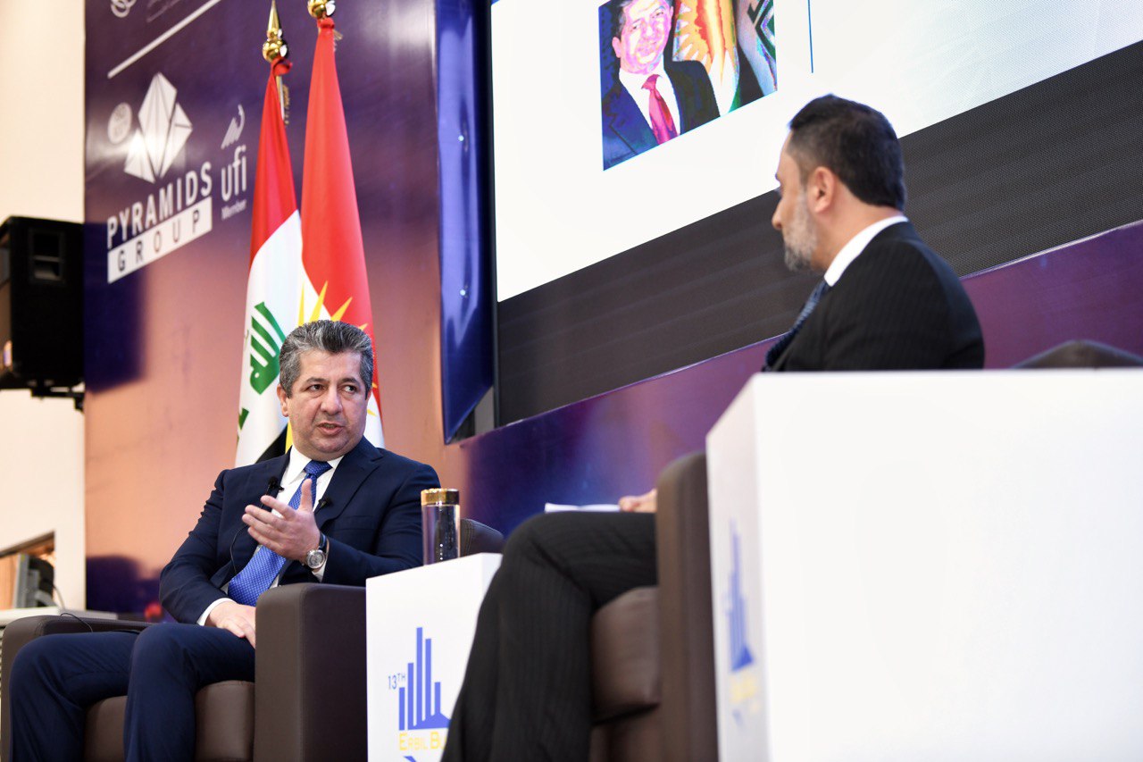 Kurdistan Region Prime Minister Masrour Barzani speaking at the 13th Erbil Build Expo 2023, May 23, 2023. (Photo: KRG)