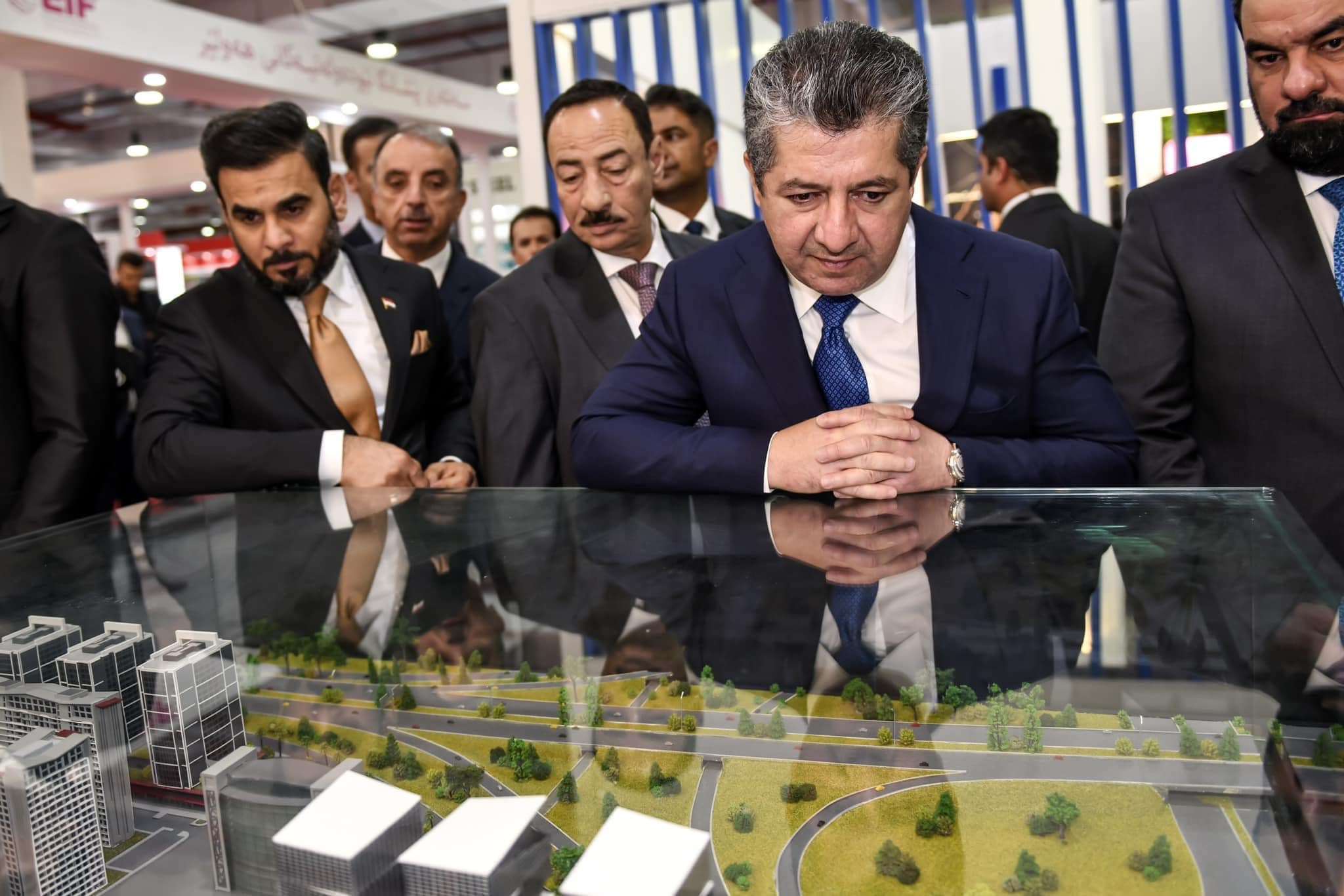 Kurdistan Region Prime Minister Masrour Barzani reviews a real estate project at the Erbil Build Expo 2023 in Erbil, May 23, 2023. (Photo: KRG)