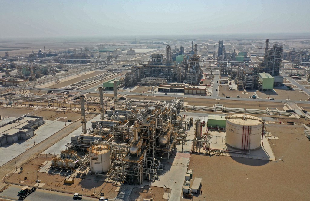 An aerial picture shows an oil refinery on the outskirts of the Iraqi central city of Karbala on the day of its inauguration, October 20, 2022. (Photo: Mohammad Sawaf/AFP)