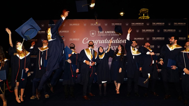 AUK students toss their graduation caps in Duhok, 2019. (Photo: Courtesy of AUK)