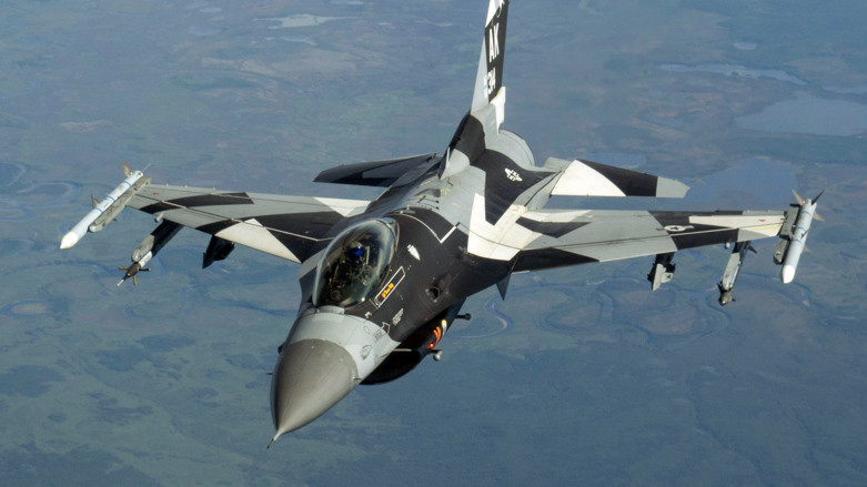 An F-16 Fighting Falcon maneuvers into a refueling position after an air-combat maneuvering sortie over Joint Pacific Alaska Range Complex June 18, 2021 (U.S. Air Force photo by Airman 1st Class Mario Calabro)