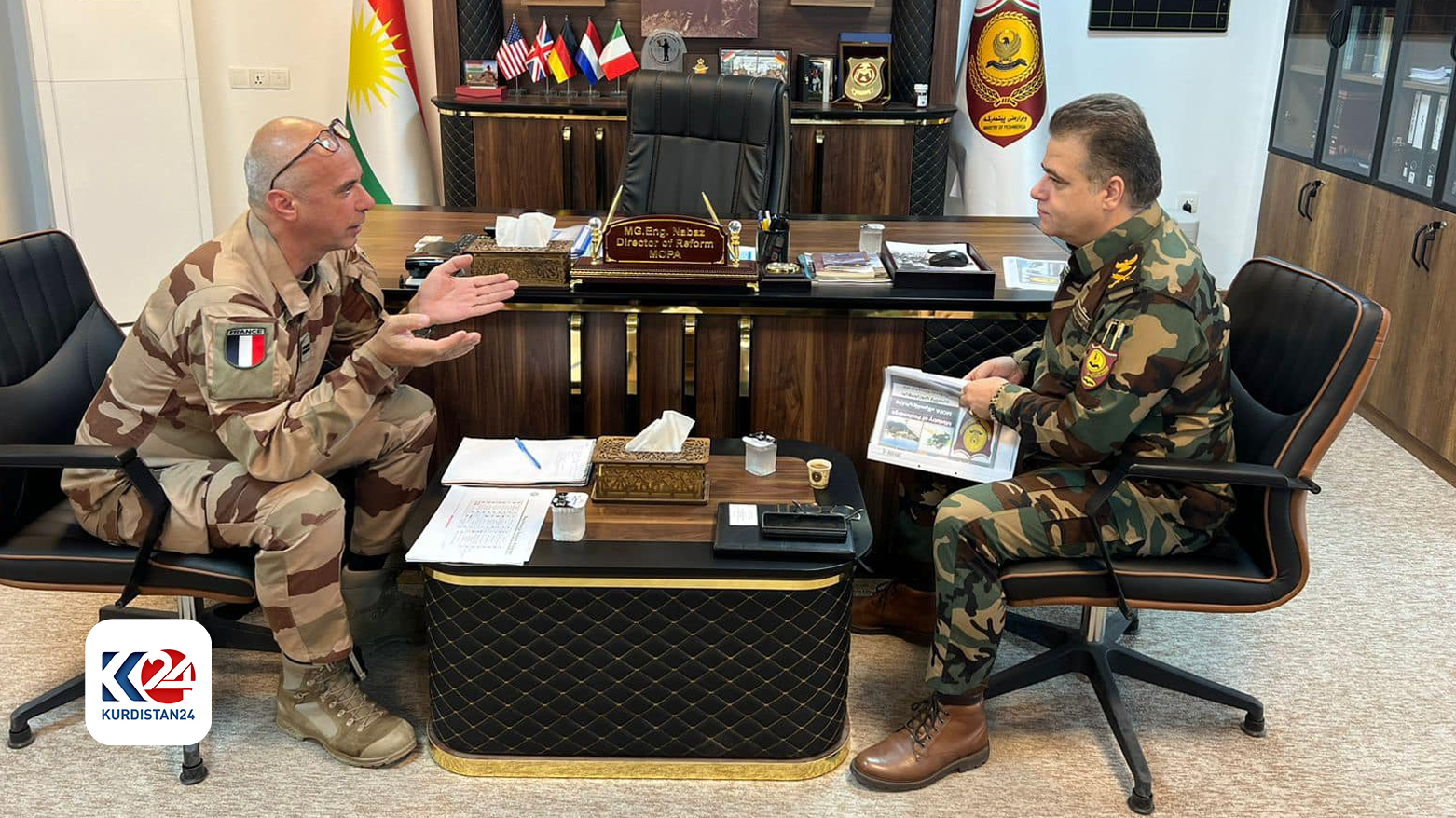 مدير الإصلاح في وزارة البيشمركة يستقبل قائد القوات الفرنسية في إقليم كوردستان