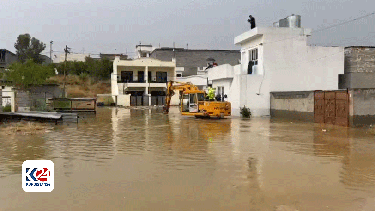 حدوث الفيضانات في حي شوراو بمدينة كركوك
