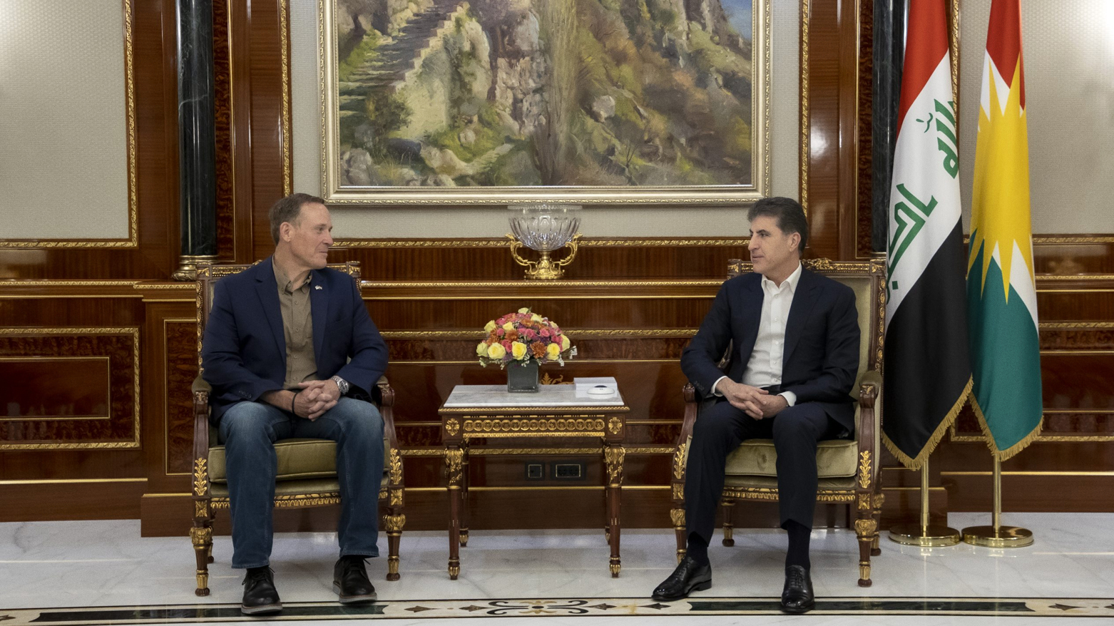 KRG President Nechirvan Barzani (R) and US Senator Ted Budd (L). (Photo: KRG Presidency Office)