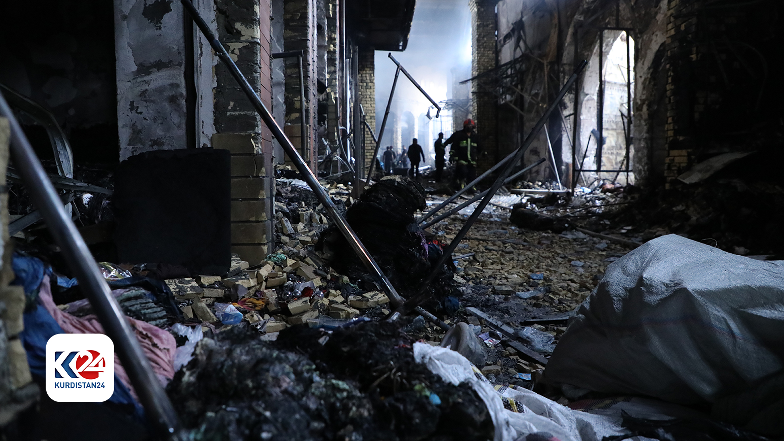 A photo of the aftermath of the Qaysari Bazaar fire. (Photo: Kurdistan 24)