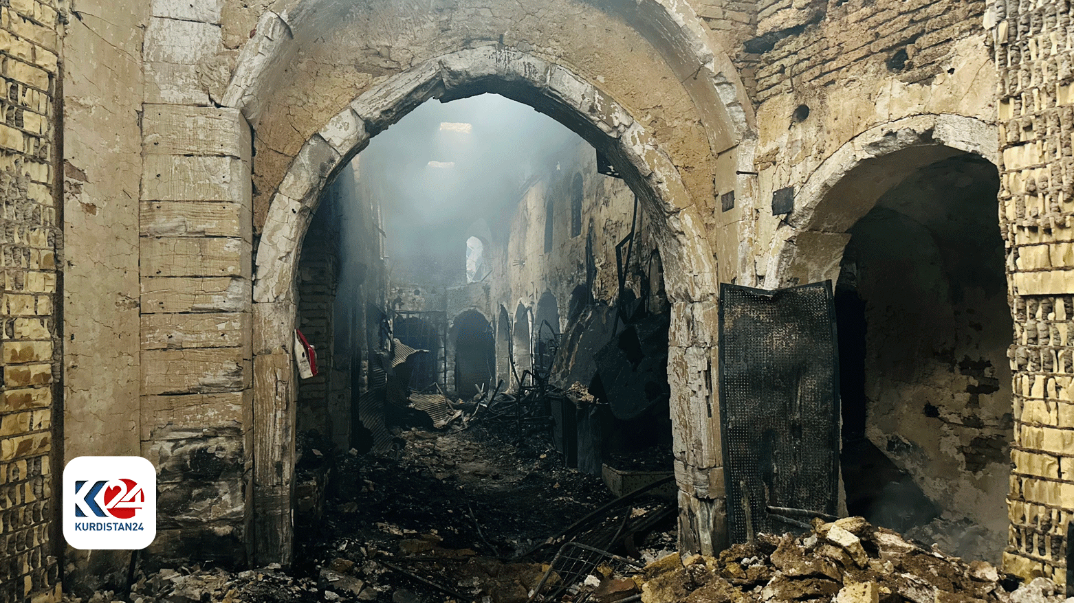 The Qaysari Bazaar, which was engulfed in flames, May 6, 2024. (Photo: Kurdistan24)