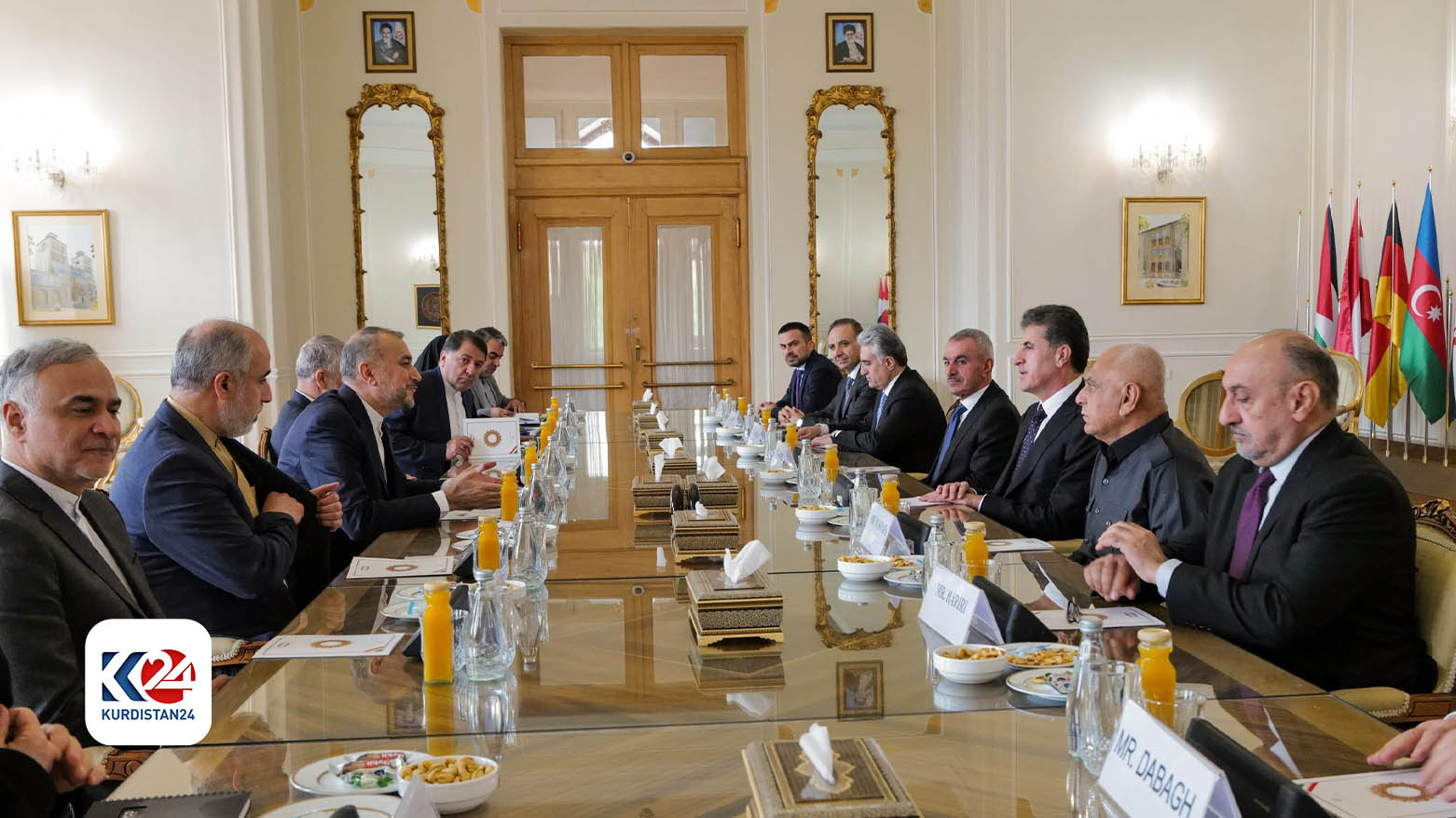Kurdistan Region President Nechirvan Barzani (third from right) during his meeting with Iranian Foreign Minister Hossein Amir-Abdollahian, May 6, 2024. (Photo: Kurdistan Region Presidency)