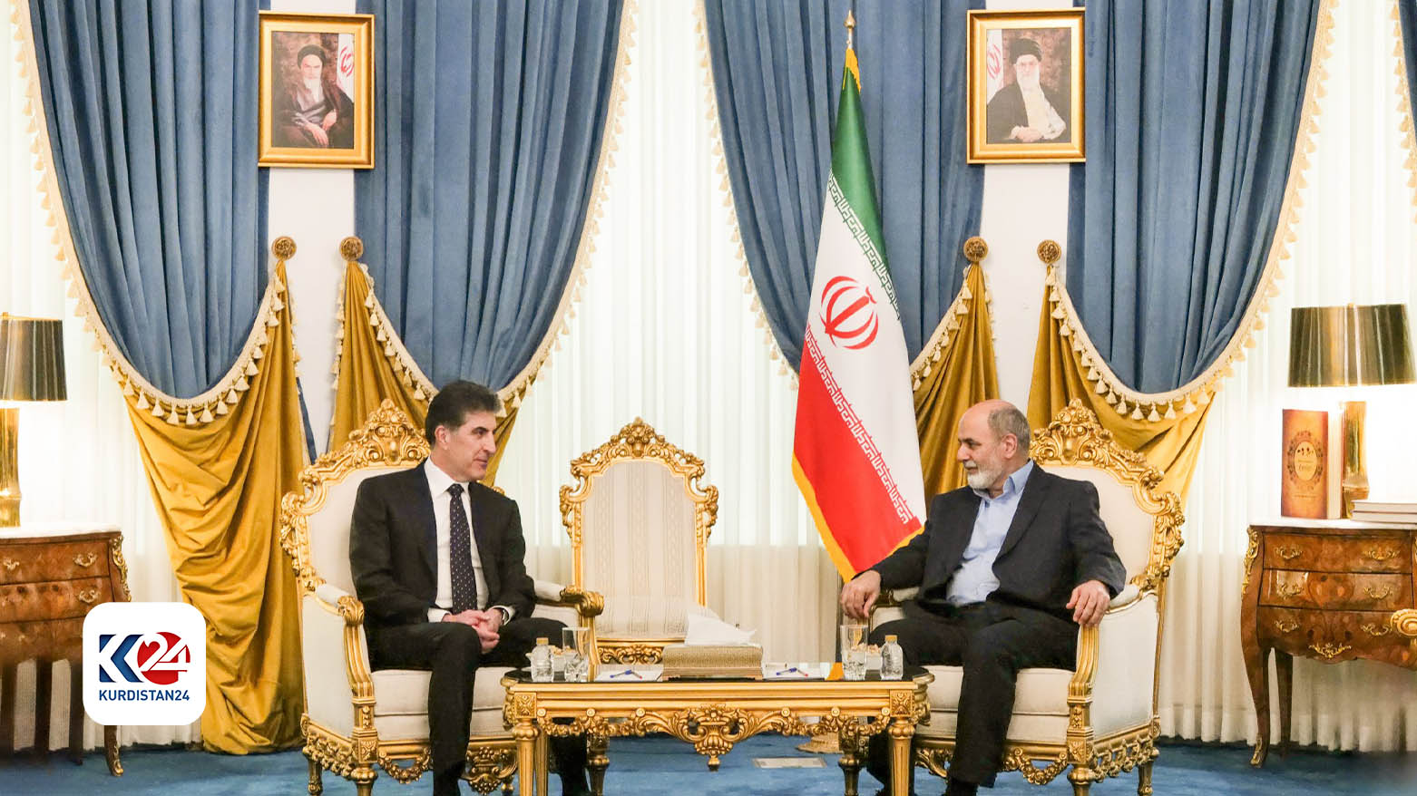 رئيس إقليم كوردستان نيجيرفان بارزاني وأمين عام المجلس الأعلى للأمن الوطني الإيراني علي أكبر أحمديان