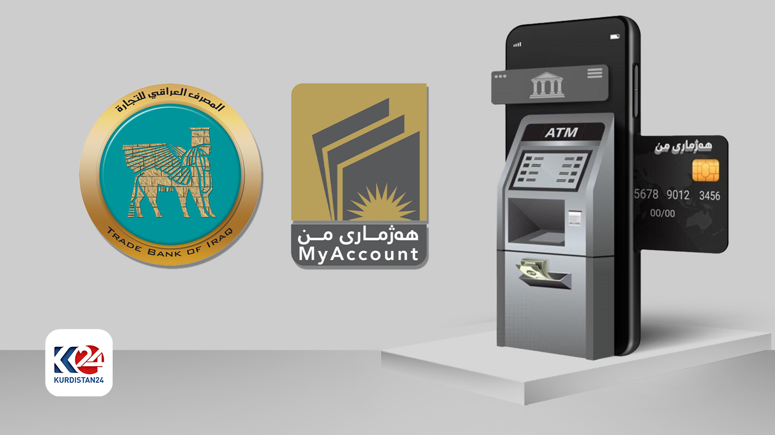 The logo of the Trade Bank of Iraq (left) and the MyAccount project. (Photo: Designed by Kurdistan24)