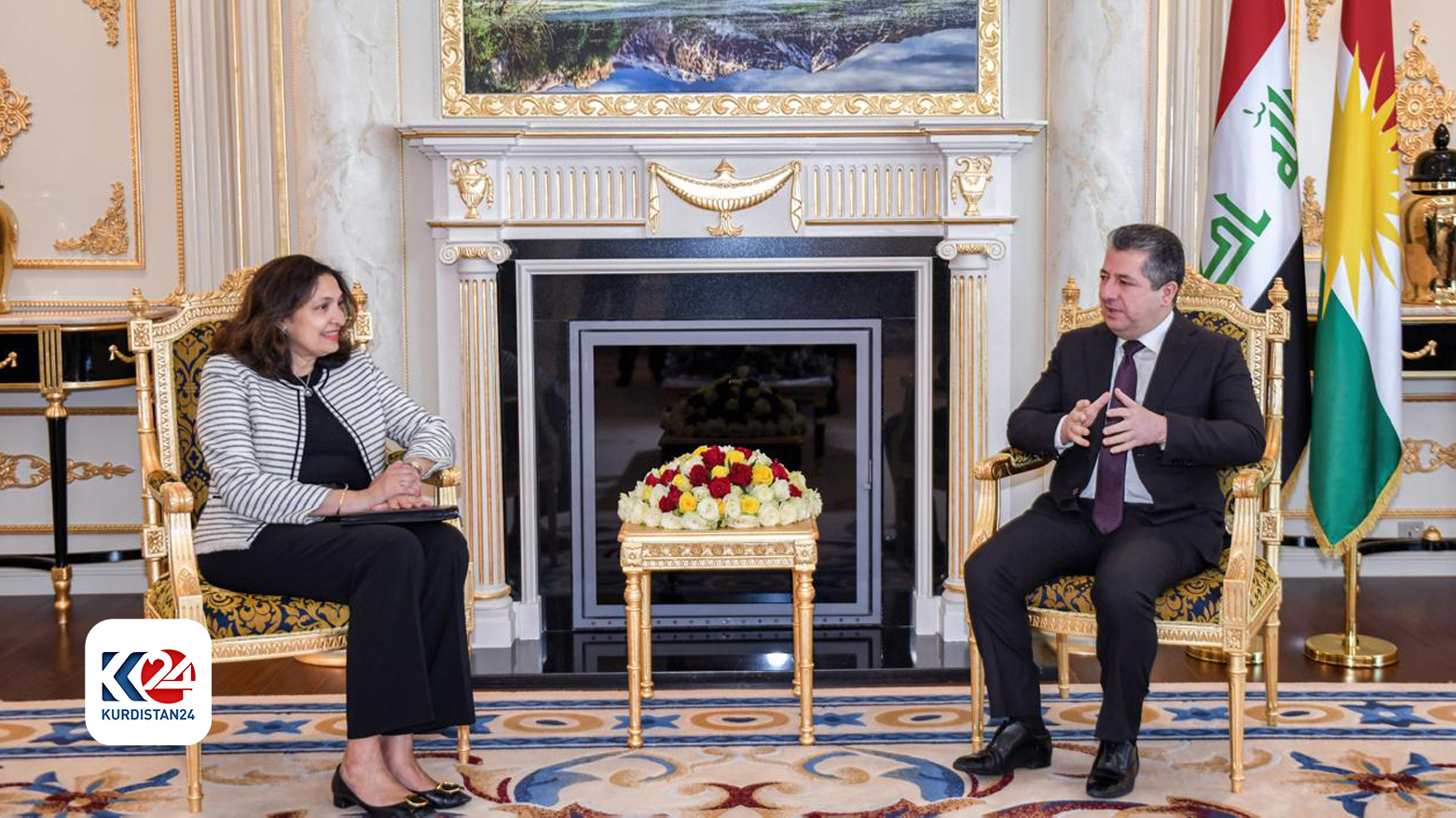 KRG PM Masrour Barzani (R) and Uzra Zeya, the US Undersecretary of State for Civilian Security, Democracy, and Human Rights. (Photo: KRG)