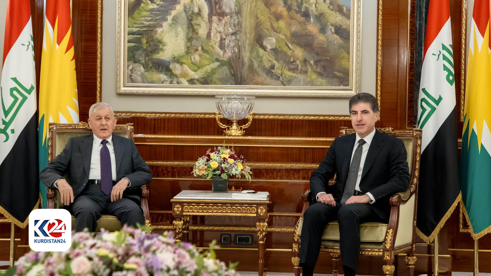 نچیروان بارزانی رئیس اقلیم کوردستان و لطیف رشید رئیس جمهور عراق