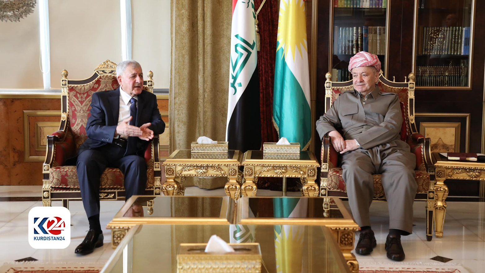 الرئيس مسعود بارزاني ورئيس جمهورية العراق عبد اللطيف رشيد