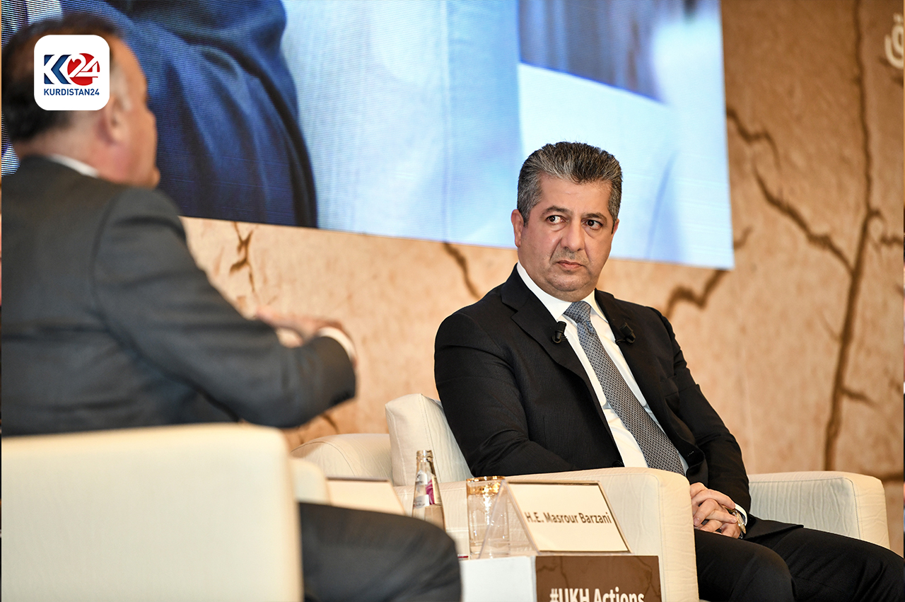 Kurdistan Region Prime Minister Masrour Barzani in the symposium on Drought and the Impact of Climate Change on the Political, Economic, and Demographic Situation of Iraq, May 12, 2024. (Photo: Kurdistan24)
