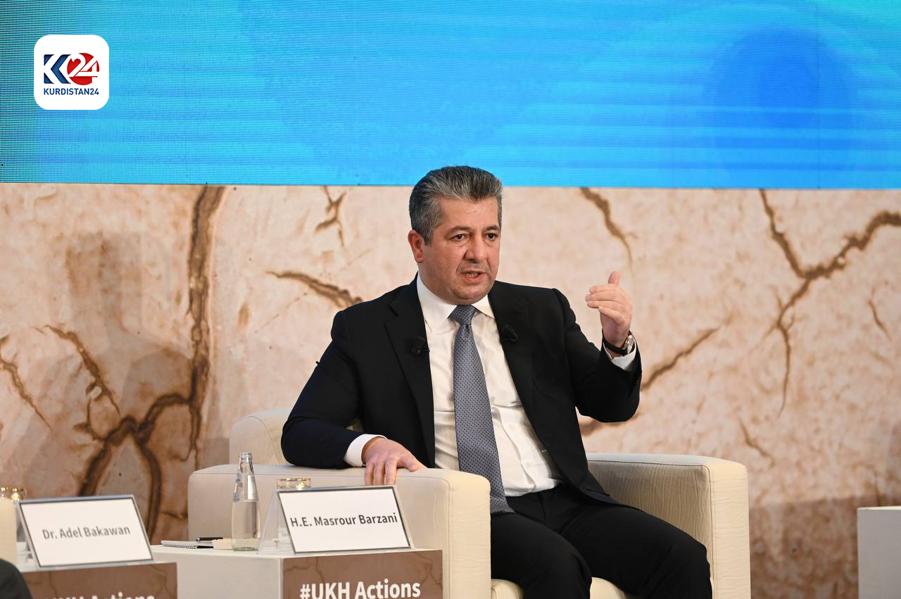 Kurdistan Region Prime Minister Masrour Barzani in the symposium on Drought and the Impact of Climate Change on the Political, Economic, and Demographic Situation of Iraq, May 12, 2024. (Photo: Kurdistan24)