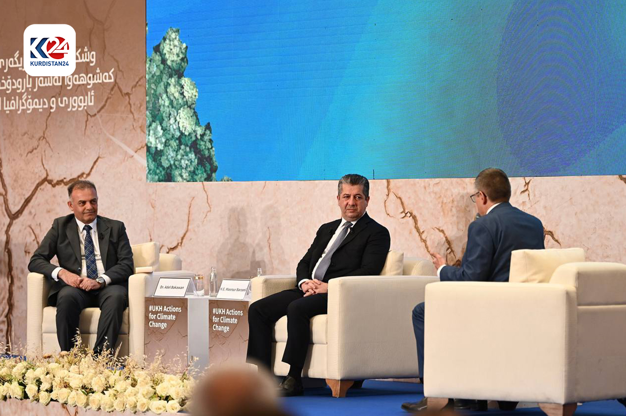 Kurdistan Region Prime Minister Masrour Barzani in the symposium on Drought and the Impact of Climate Change on the Political, Economic, and Demographic Situation of Iraq, May 12, 2024. (Photo: Kurdistan24)