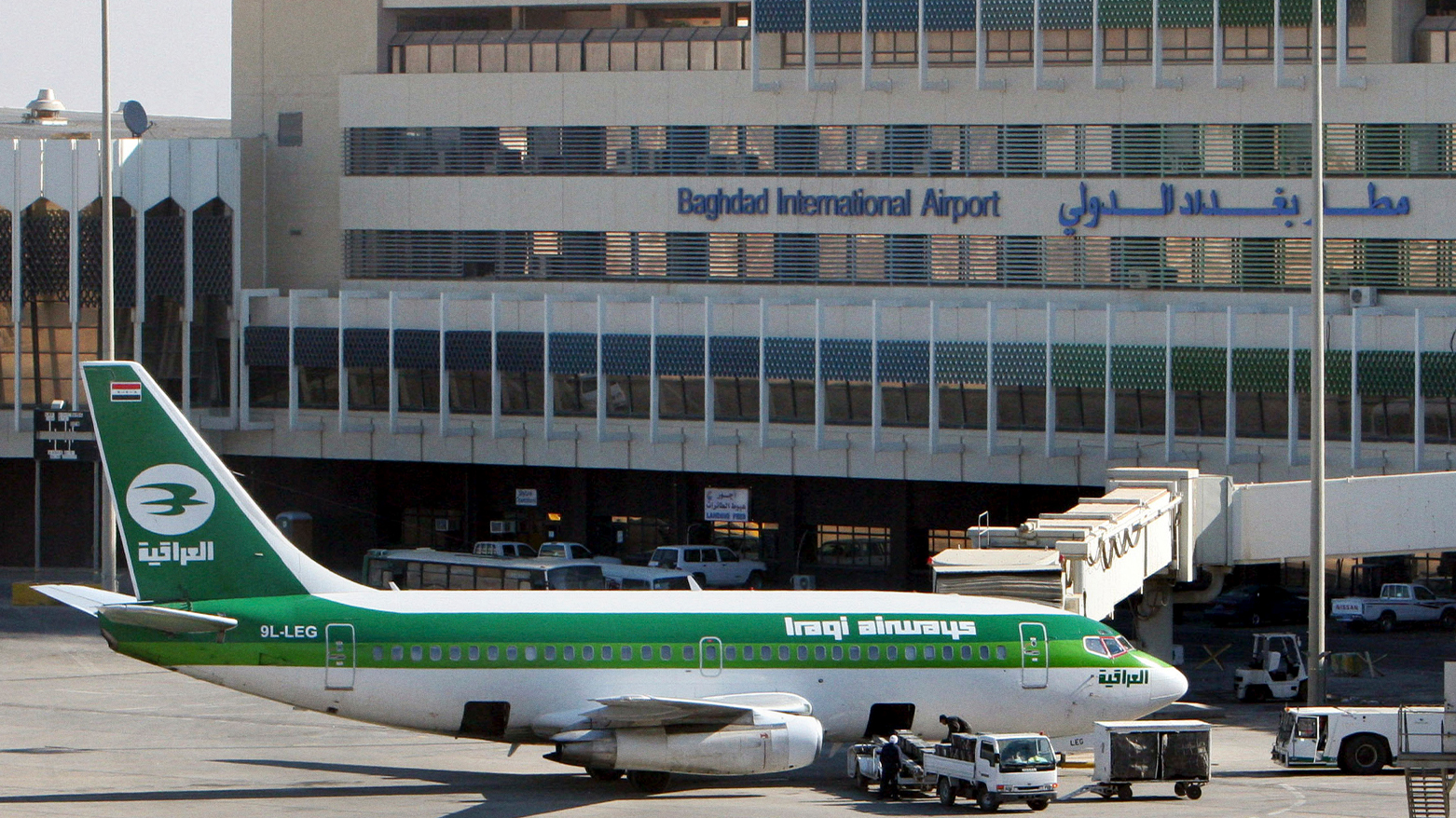 An Iraqi Airways plane sits on the tarmac at Baghdad International Airport. (Photo: AP)