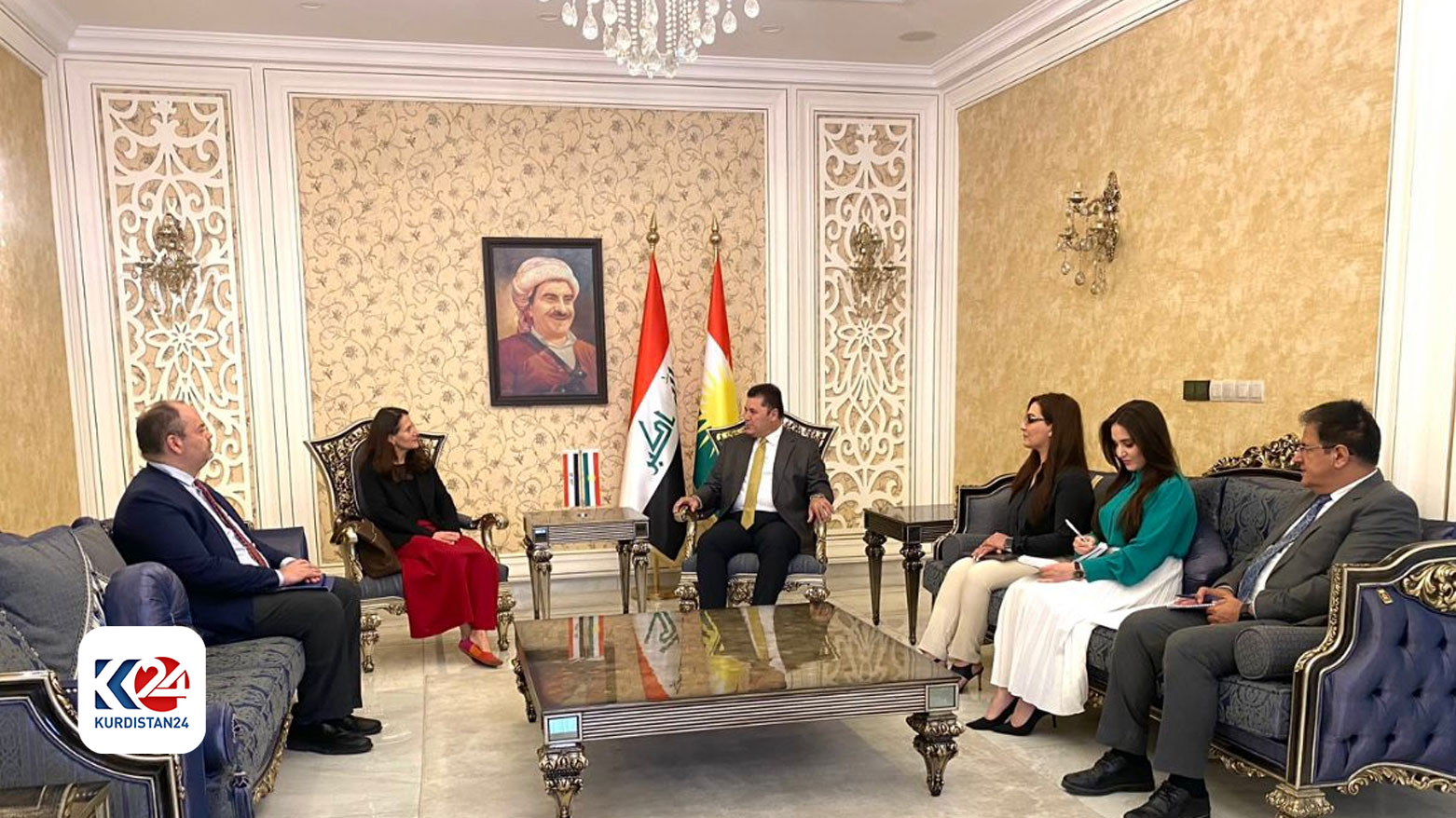 Dindar Zebari, KRG Coordinator for International Advocacy (top right), during his meeting with Ana Peyró Llopis, Acting Special Adviser and Head of the UNITAD for Crimes Committed by ISIS, May 20, 2024. (Photo: Dindar Zebari/ X)