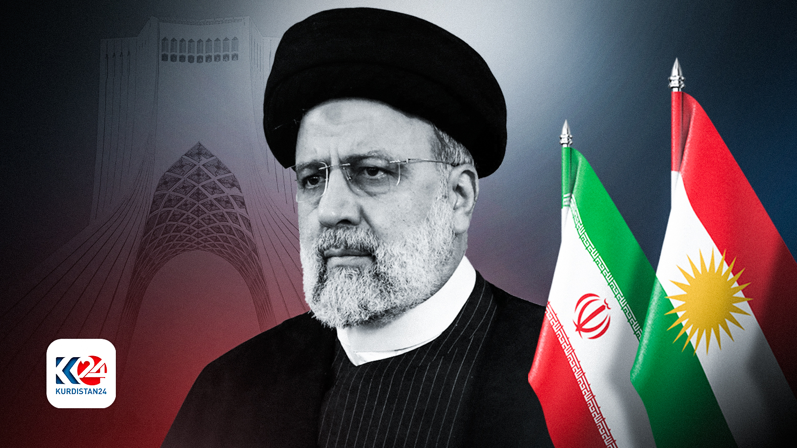 The former Iranian President Ebrahim Raisi. (Photo: Designed by Kurdistan24)