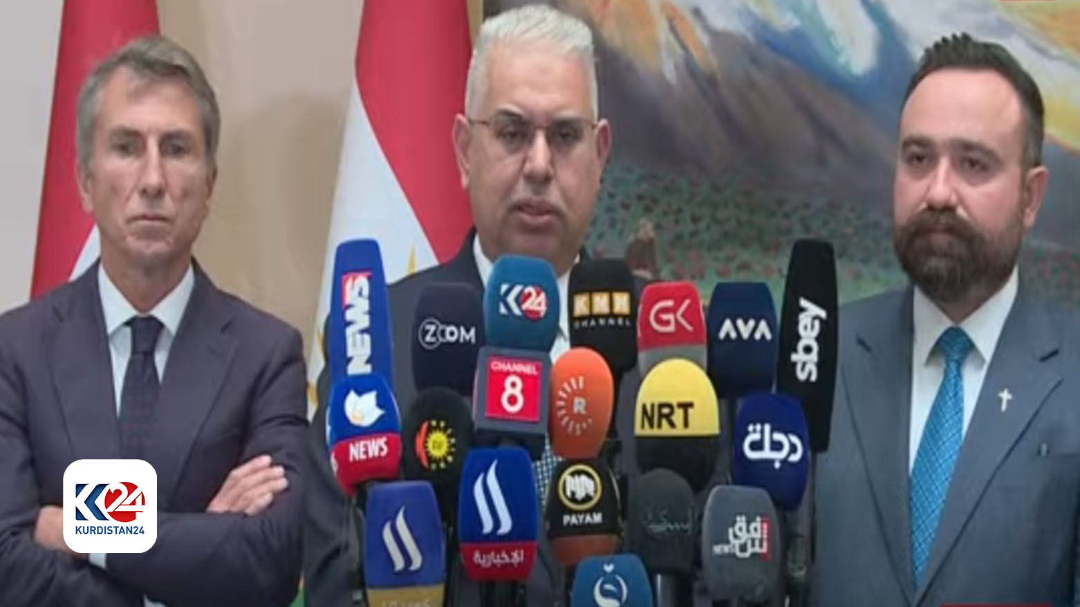The joint press conference by KRG's Minister of Transportation and Communication Ano Jawhar and Youssef al-Kaabi, Director General of Iraqi Railways. (Photo: Kurdistan 24)